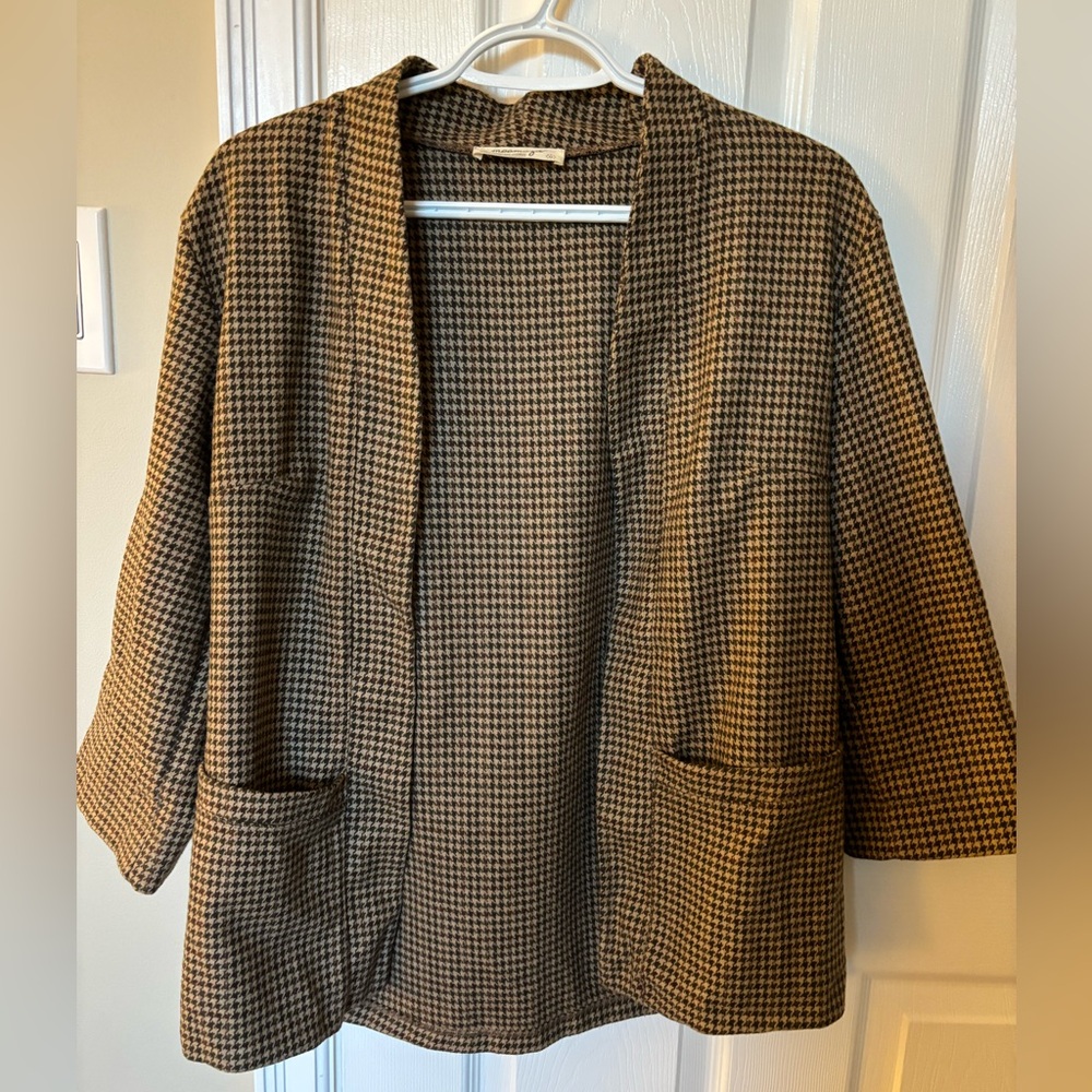 Meemoza Kimono-inspired Cardigan in Brown Check